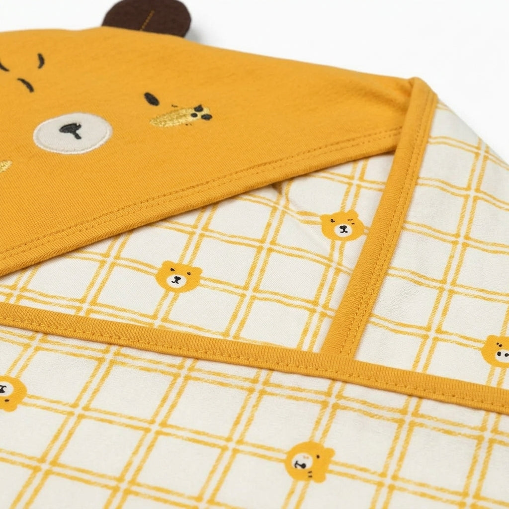 BABY WRAPPING SHEET MUSTARD BEAR YELLOW
