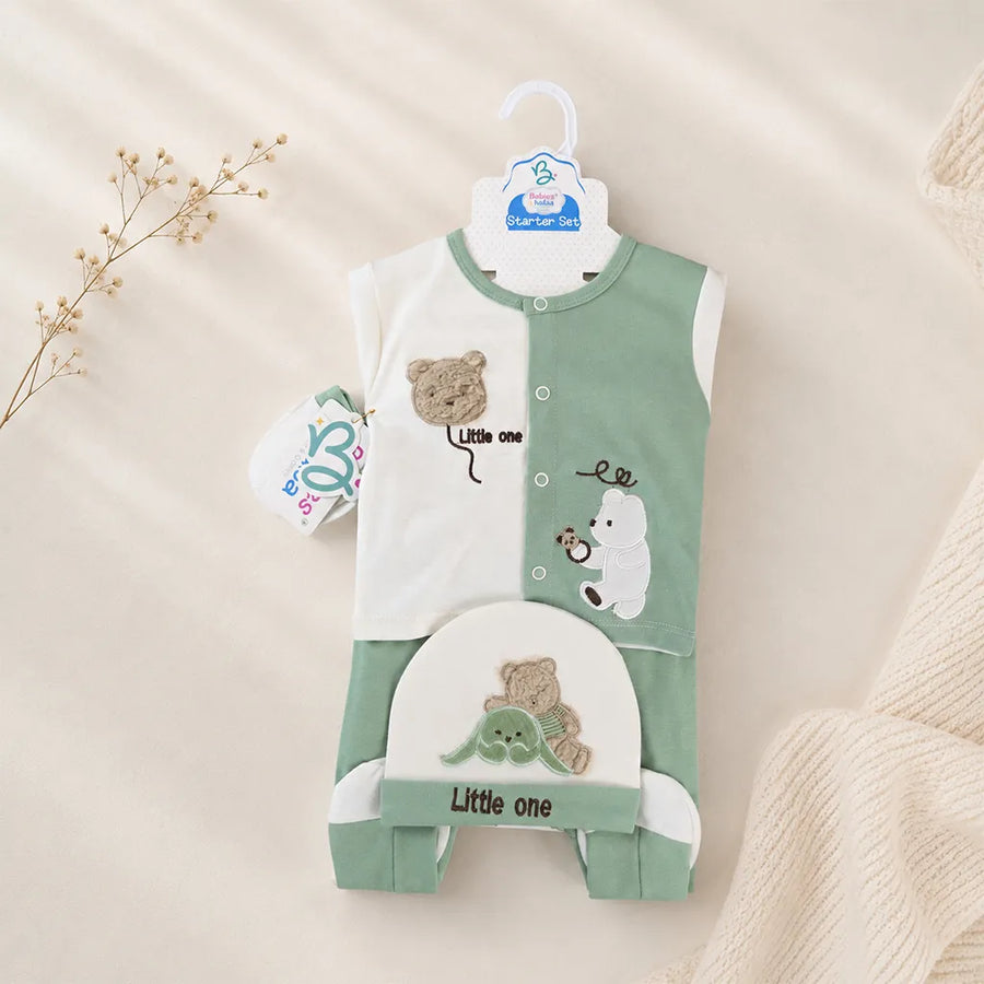 BABY STARTER SET 11 PIECES BEAR GREEN
