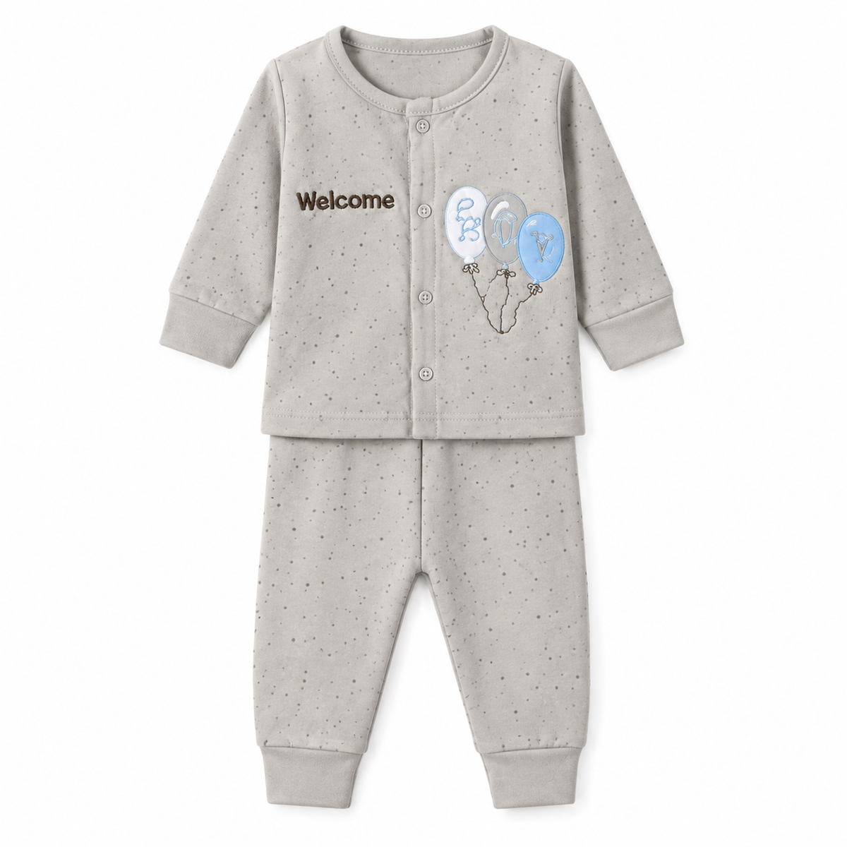 STARTER SET 11 PIECES BABY NEW BORN ESSENTIALS WELCOM BABY PRINT GREY COLOUR