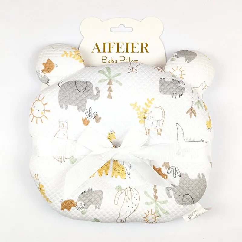 AIFEIER PREMIUM BREATHABLE BABY HEAD SHAPING PILLOW SAFARI ANIMAL PRINT