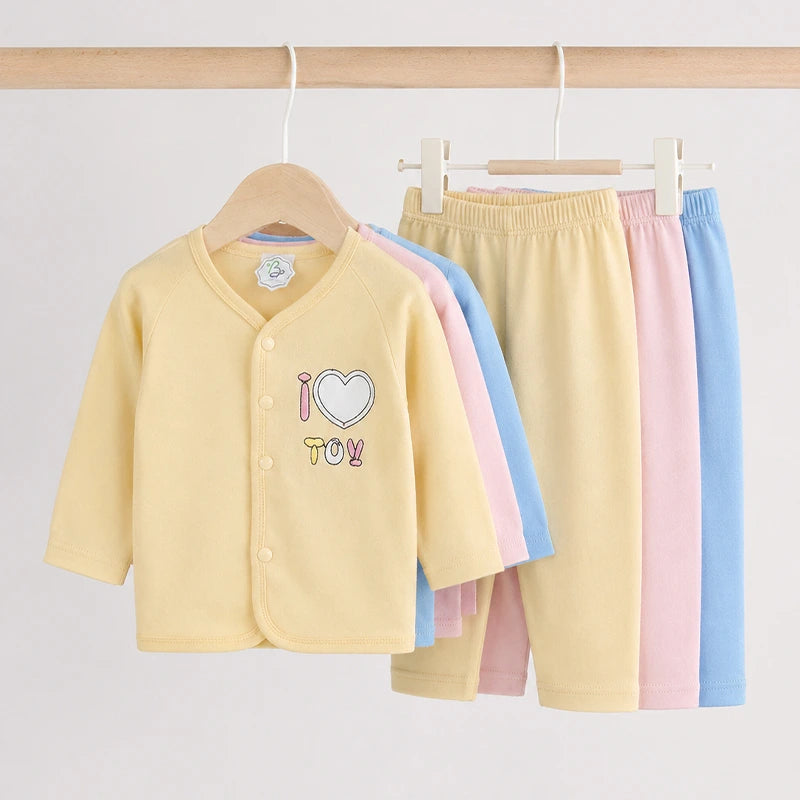 Blue kotrai and cotton baby 2-piece suits, pack of 3
