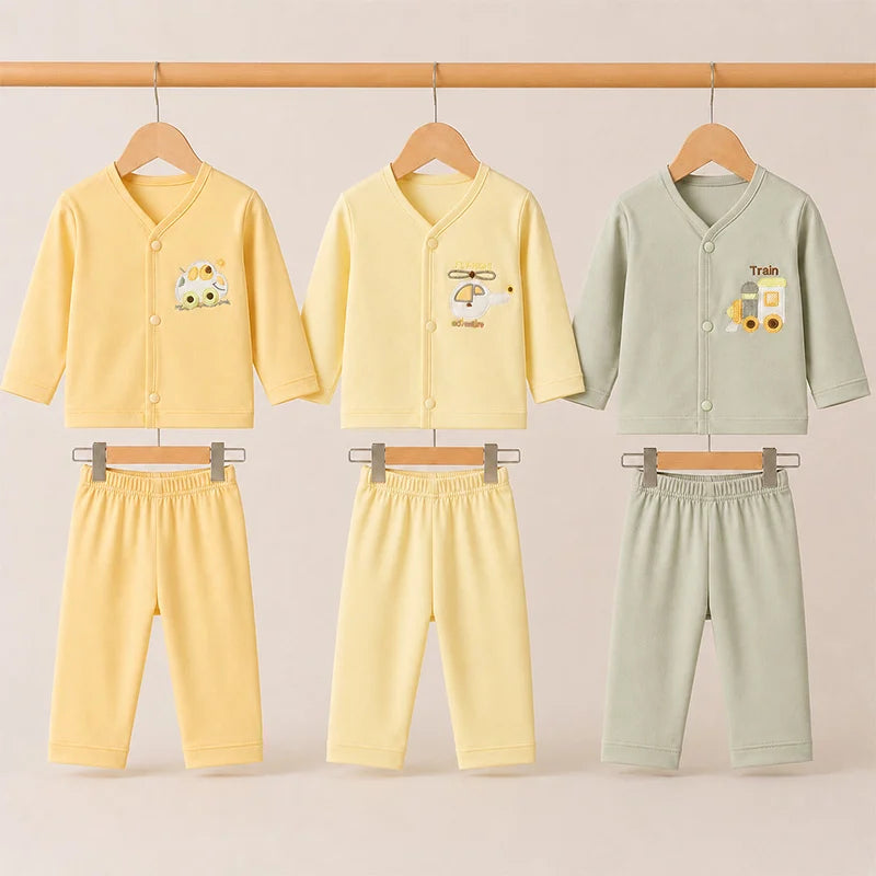 BABY 2 PCS SUIT PACK OF 3 EMB MIX COLOR