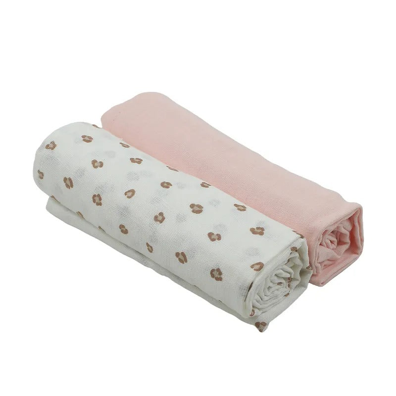 Printed Baby Swaddle Blankets 2-Pack, Peach & White – additional product view 2 of 3