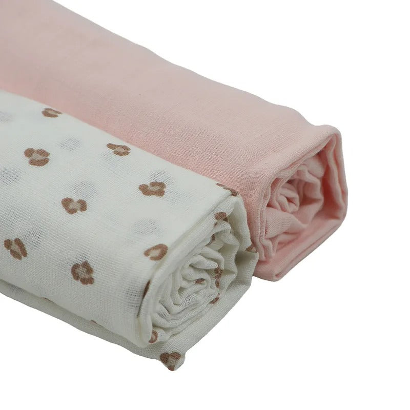 Printed Baby Swaddle Blankets 2-Pack, Peach & White – additional product view 3 of 3