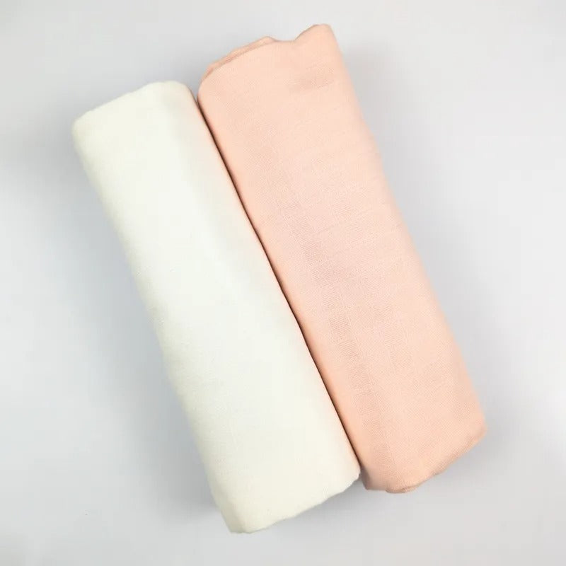 Baby Swaddle Blankets 2-Pack, Peach & White – Kidzo – additional product view 2 of 3