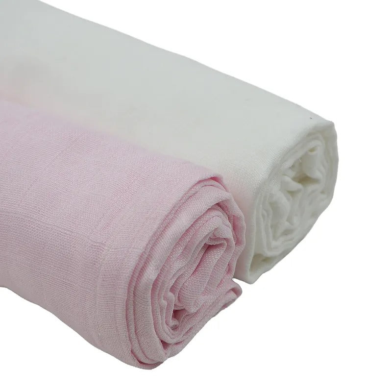 Baby Swaddle Blankets 2-Pack, White & Pink – Kidzo – additional product view 2 of 3
