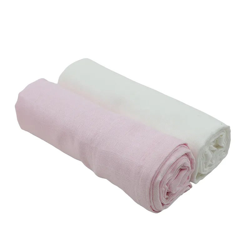 Baby Swaddle Blankets 2-Pack, White & Pink – Kidzo – additional product view 3 of 3