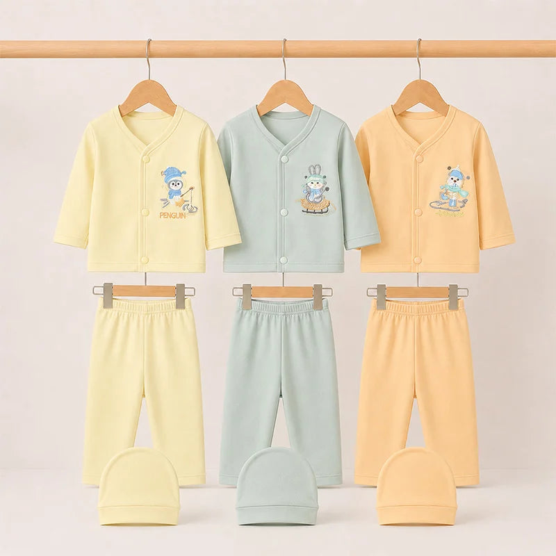 BABY 3 PCS SUIT PACK OF 3 MIX COLOR SNOW BEAR