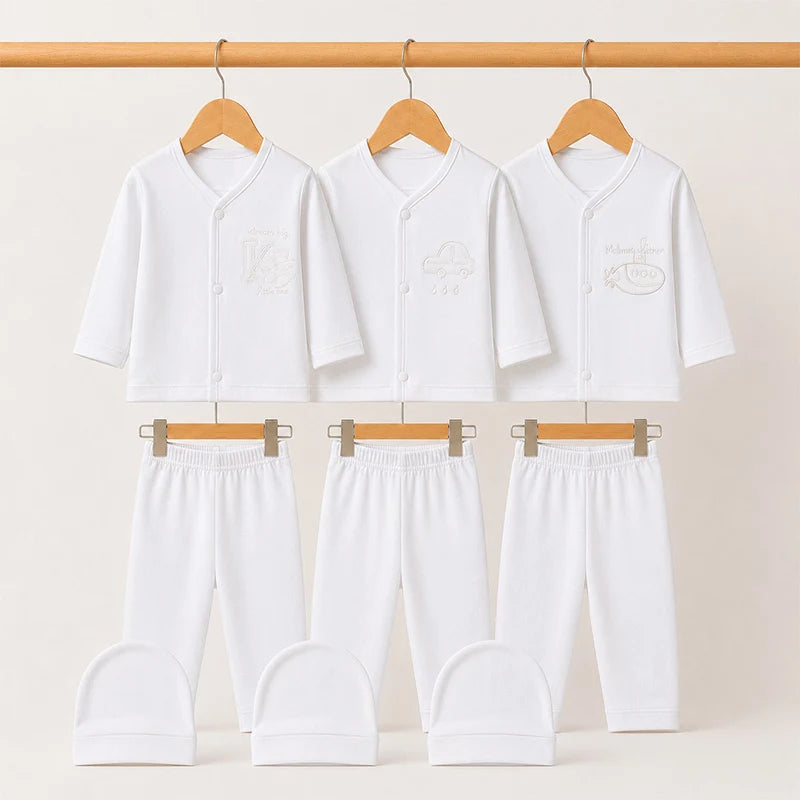 BABY 3 PCS SUIT PACK OF 3 TRAIN PRINT WHITE