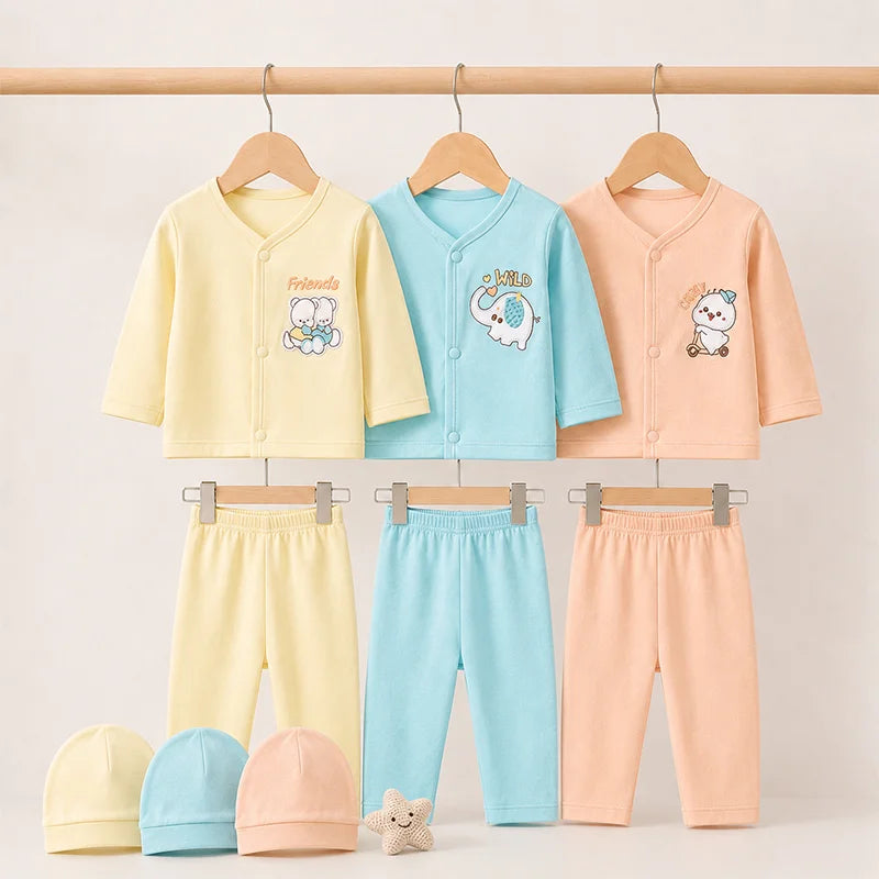 BABY 3 PIECE BODY SUIT PACK OF 3 MIX COLOR ELEPHANT CHIKI FRIEND