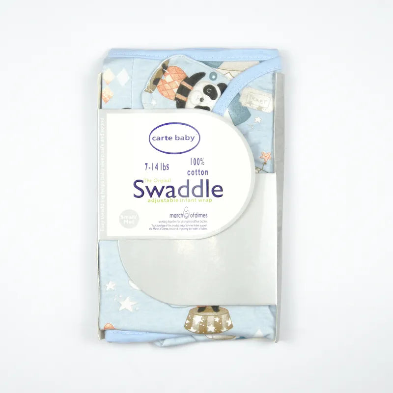 BABY ADJUSTABLE SWADDLE BEAR PRINT BLUE - image 4