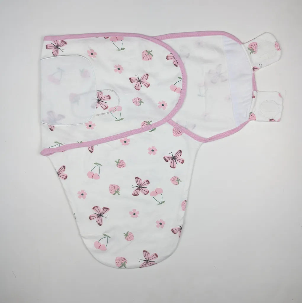 BABY ADJUSTABLE SWADDLE STRAWBERRY PRINT WHITE - image 2
