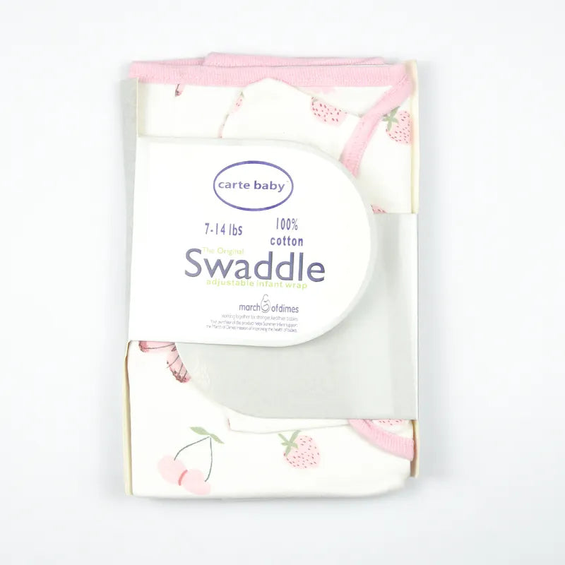 BABY ADJUSTABLE SWADDLE STRAWBERRY PRINT WHITE - image 4
