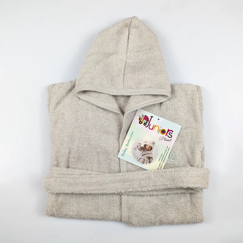 ULTRA SOFT HOODED BABY BATH GOWN GREY  - image 2