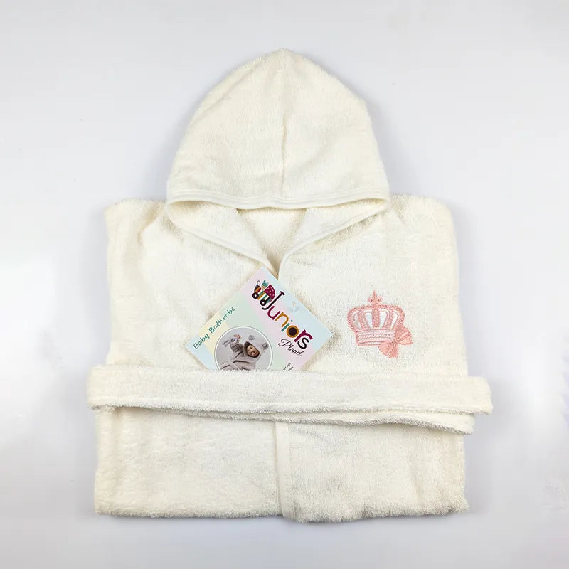 ULTRA SOFT HOODED BABY BATH GOWN OFF WHITE 6-9 MONTHS - image 2