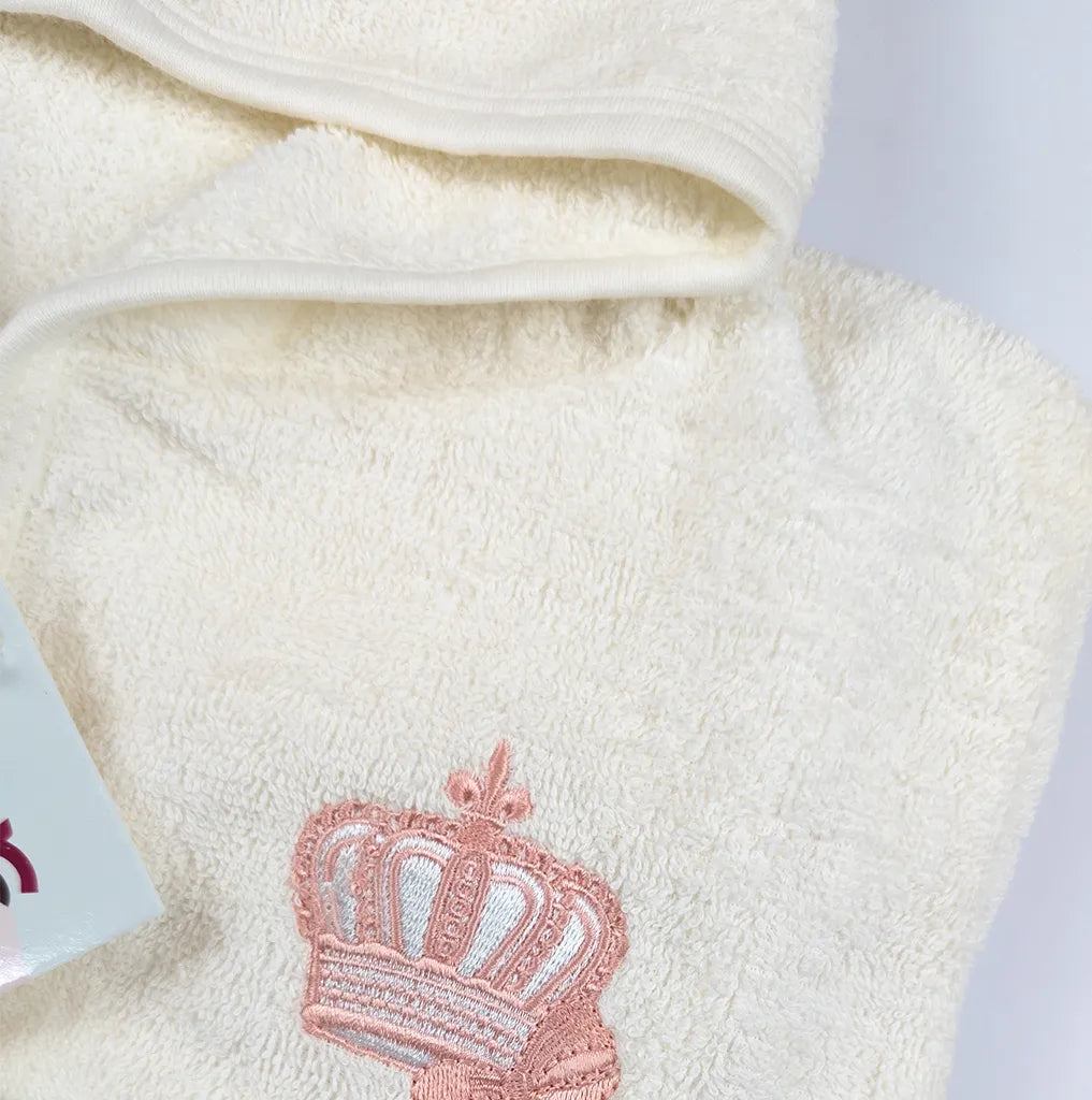 ULTRA SOFT HOODED BABY BATH GOWN OFF WHITE 6-9 MONTHS - image 3