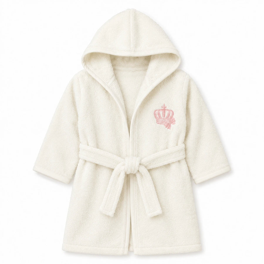ULTRA SOFT HOODED BABY BATH GOWN OFF WHITE 6-9 MONTHS