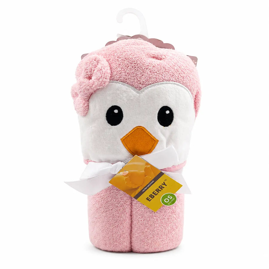 BABY BATH TOWEL PENGUIN PINK