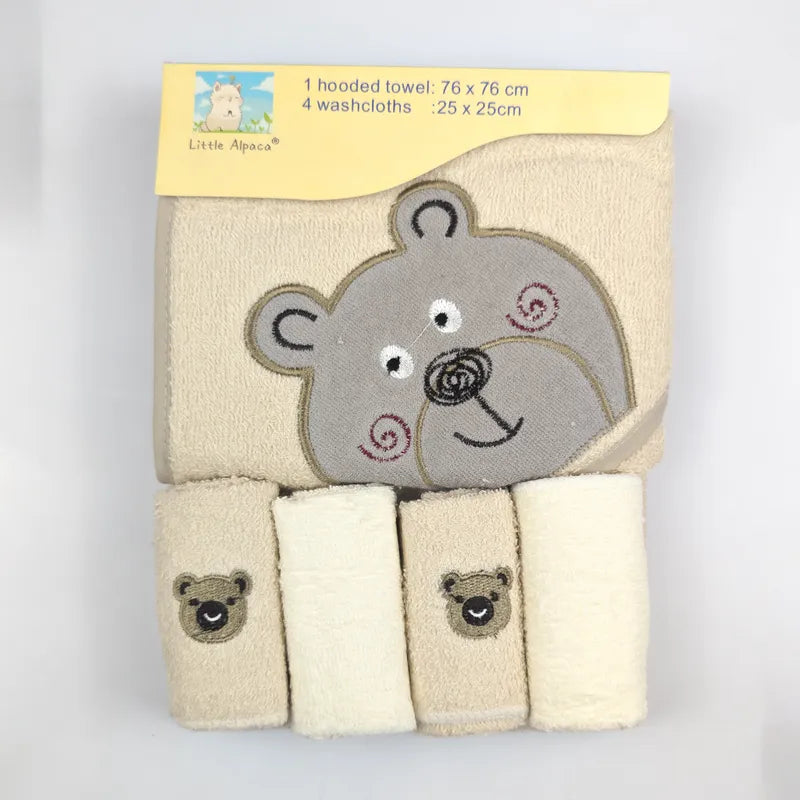 BABY BATH TOWEL+4PCS FACETOWEL BEAR LIGHT BROWN - image 4