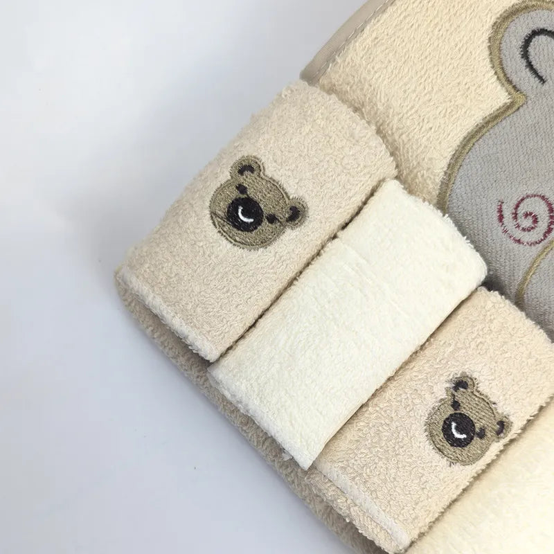BABY BATH TOWEL+4PCS FACETOWEL BEAR LIGHT BROWN - image 3