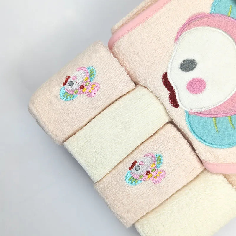 BABY BATH TOWEL+4PCS FACETOWEL FISH PINK - image 3