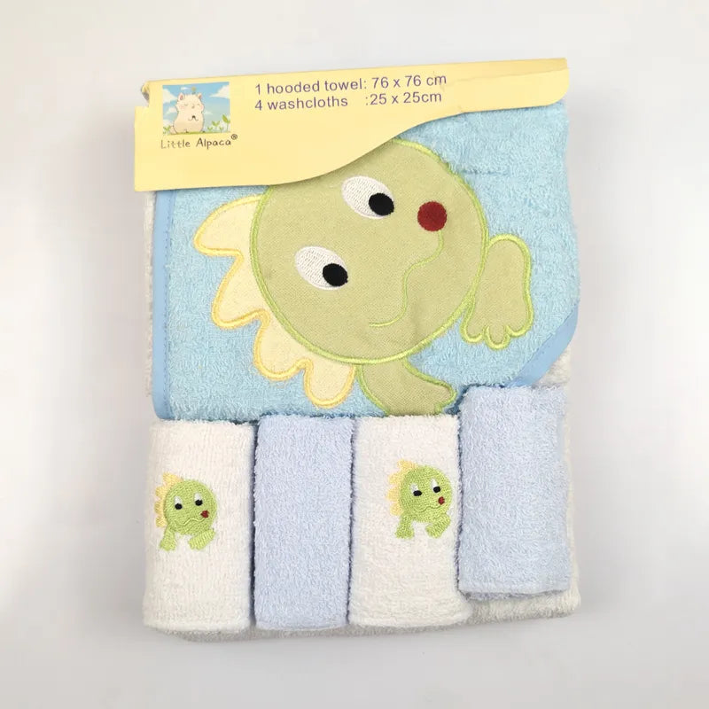 BABY BATH TOWEL+4PCS FACETOWEL FROG BLUE - image 4