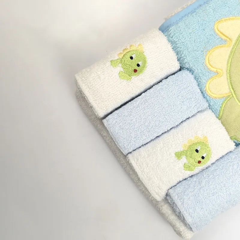 BABY BATH TOWEL+4PCS FACETOWEL FROG BLUE - image 3