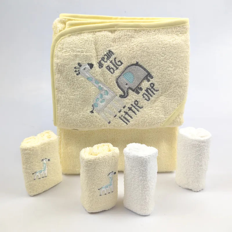 BABY BATH TOWEL+4PCS FACETOWEL GIRAFFE YELLOW - image 2