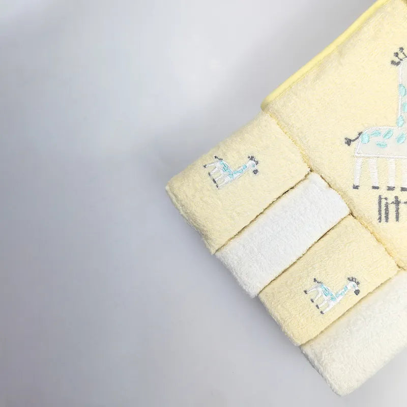 BABY BATH TOWEL+4PCS FACETOWEL GIRAFFE YELLOW - image 3
