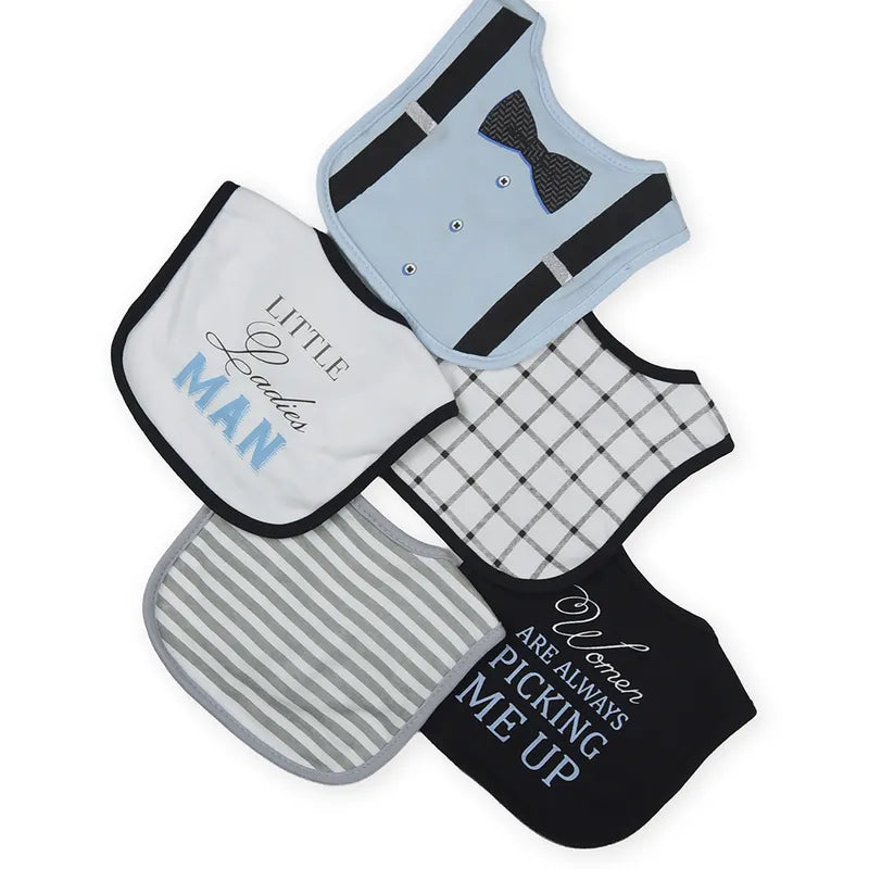 BABY BIB 5PCS SET BOW SHIRT BLUE