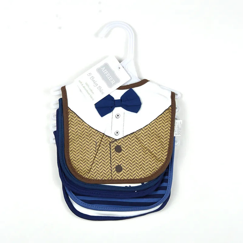 BABY BIB 5PCS SET BOW SHIRT BROWN
