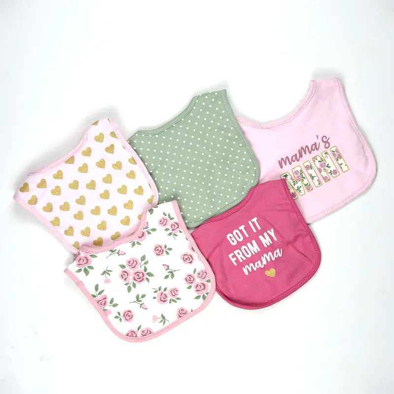 BABY BIB 5PCS SET PRINTED GREY