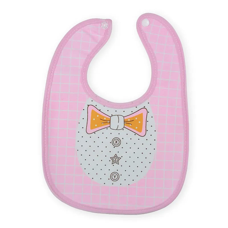 BABY BIB BOW PRINTED PINK