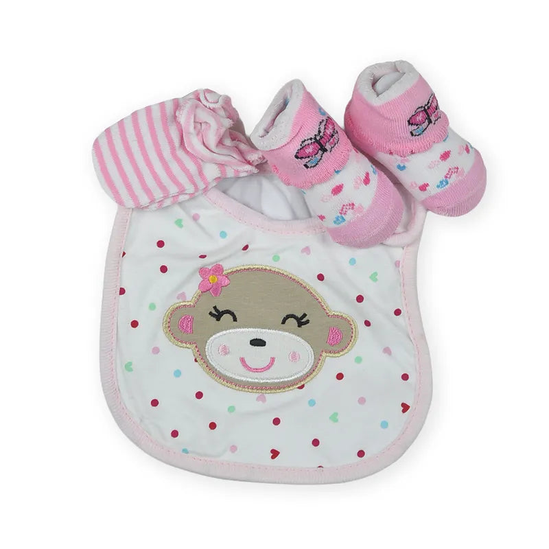 BABY Bib SET 3PCS BEAR PINK