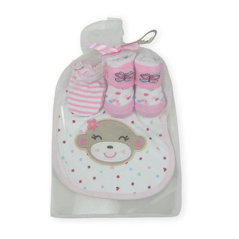 BABY Bib SET 3PCS BEAR PINK - image 2