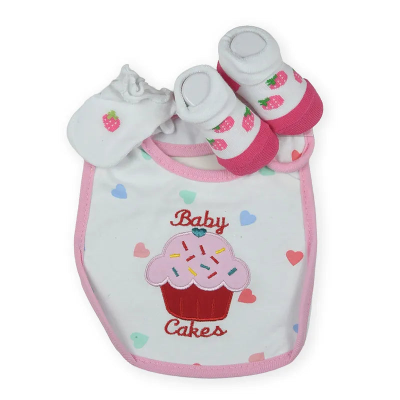 BABY Bib SET 3PCS CAKES PINK