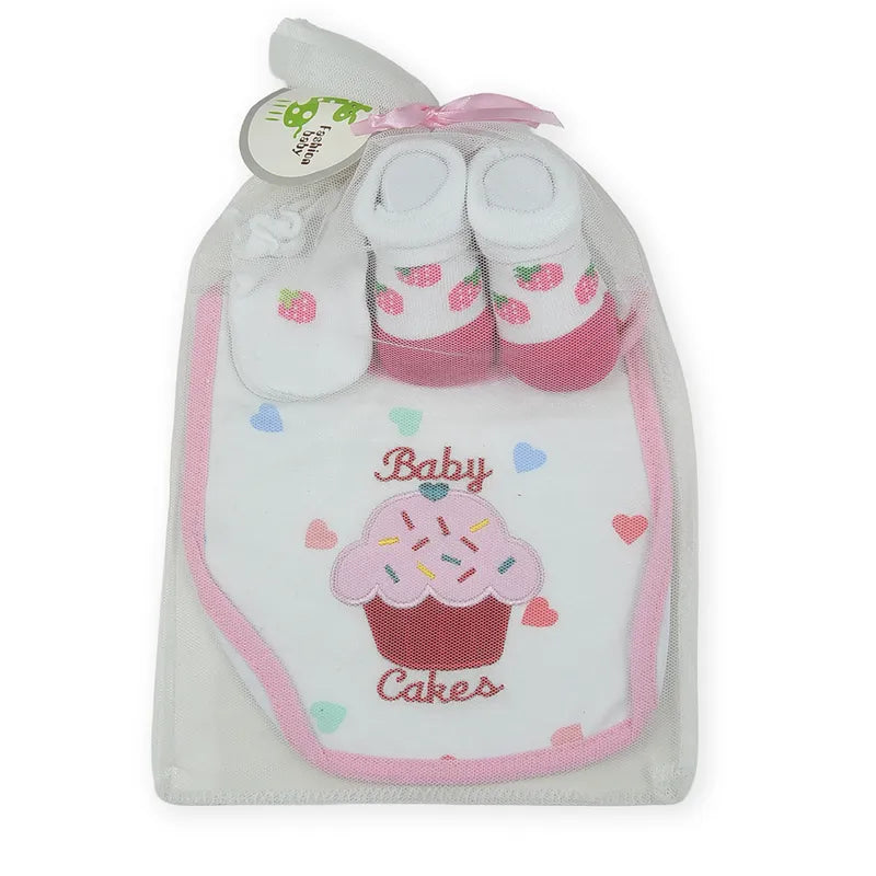BABY Bib SET 3PCS CAKES PINK - image 2