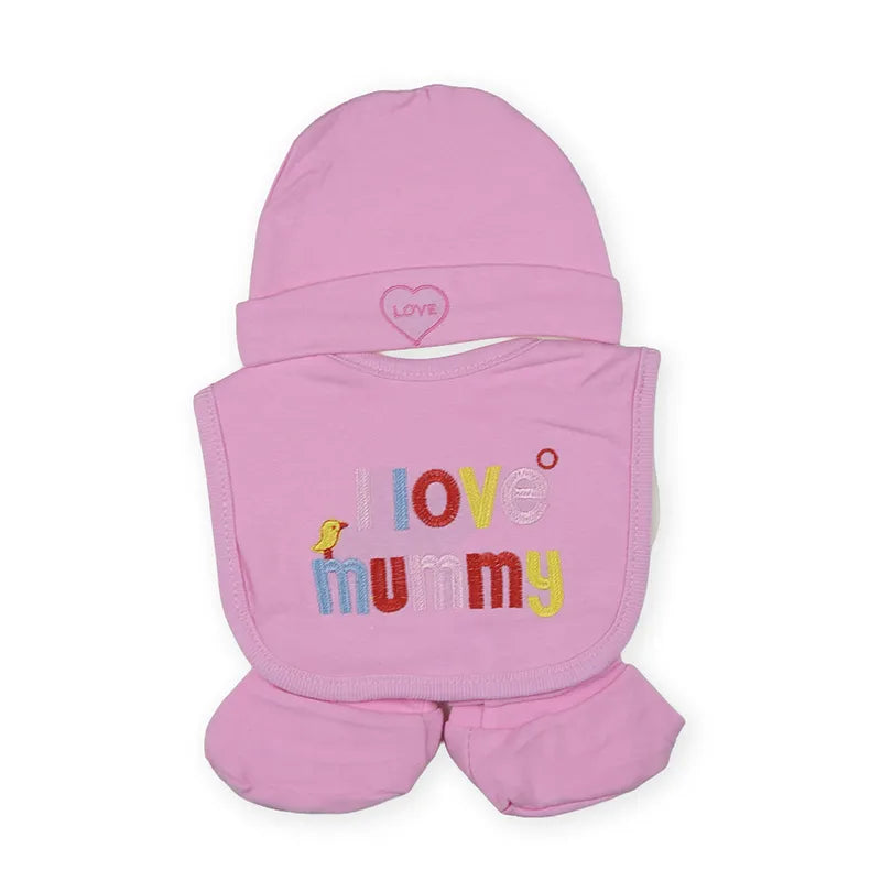 BABY Bib SET 3PCS I LOVE MUMMY PINK - image 3