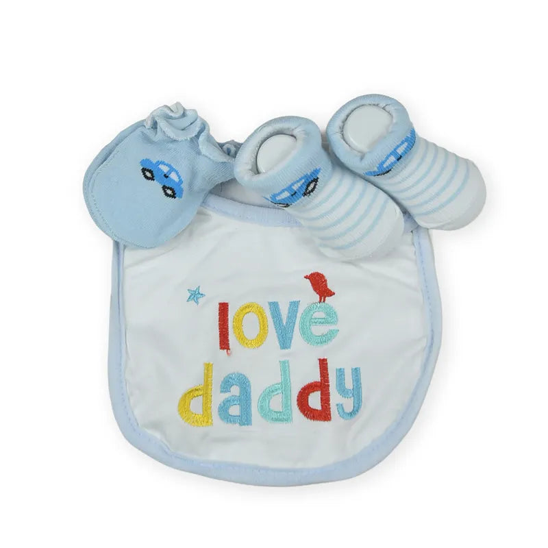 BABY Bib SET 3PCS LOVE DADDY BLUE