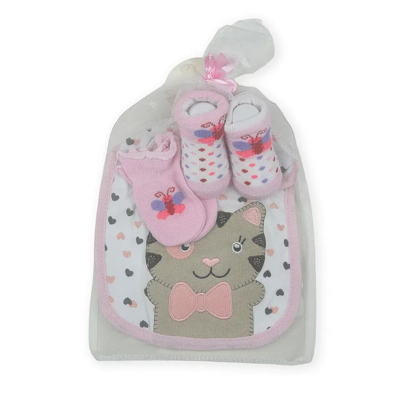 BABY Bib SET 3PCS PINK CAT - image 2