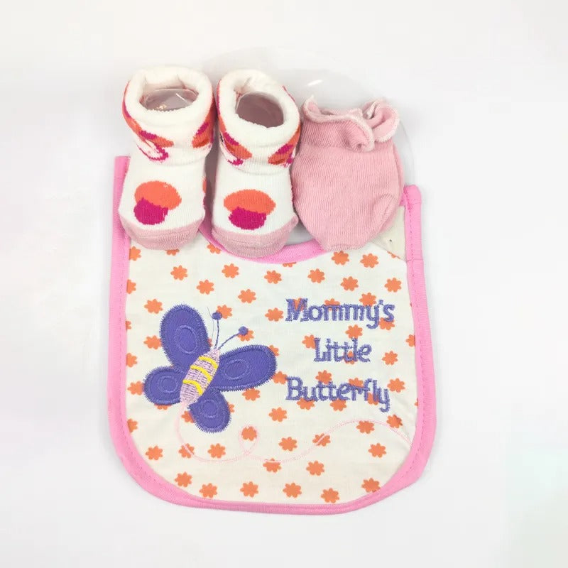 Baby Bib Set 3pcs Set Butterfly Pink Carters