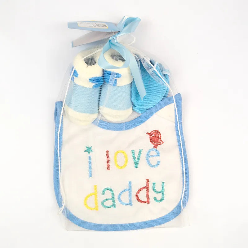 BABY BIB SET 3PCS SET I LOVE DADDY BLUE CARTERS - image 2