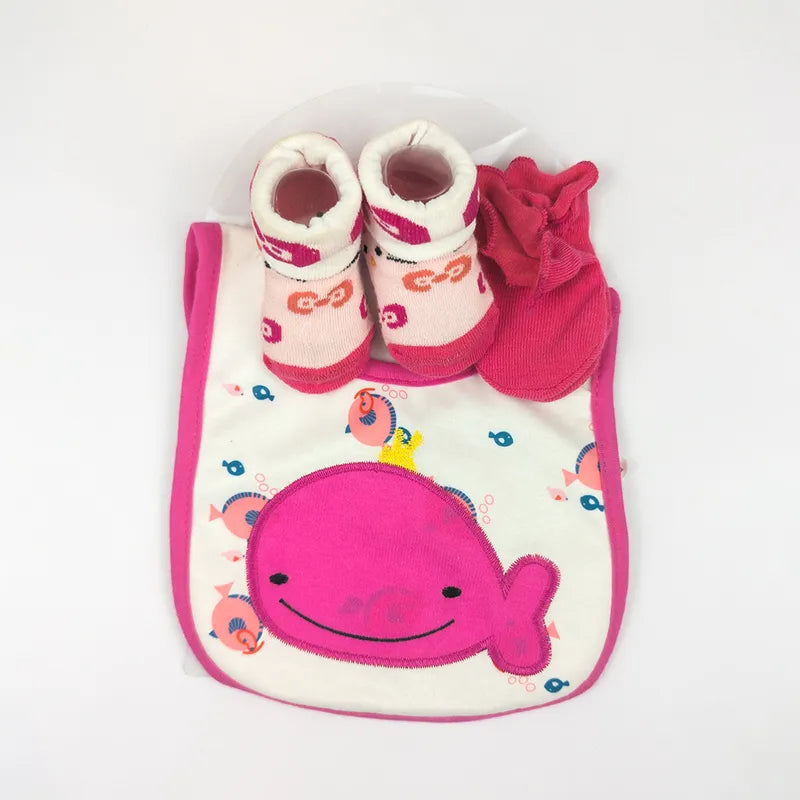 BABY BIB SET 3PCS SET WELL FISH PINK CARTERS