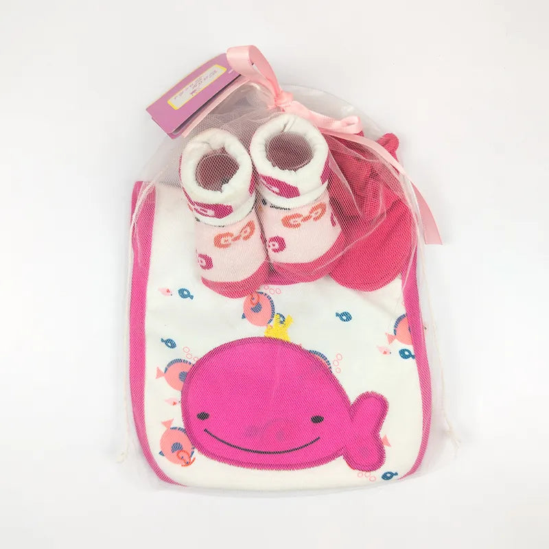 BABY BIB SET 3PCS SET WELL FISH PINK CARTERS - image 2