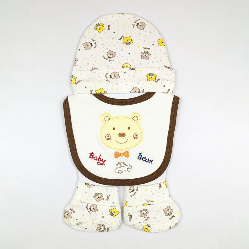 BABY CAP SET 3PCS BEAR BROWN