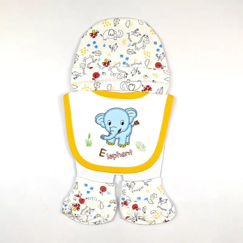 BABY CAP SET 3PCS ELEPHANT YELLOW