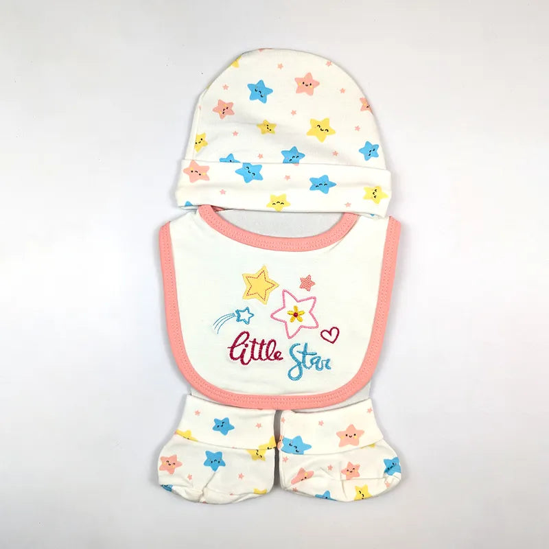 BABY CAP SET 3PCS LITTLE STAR PINK