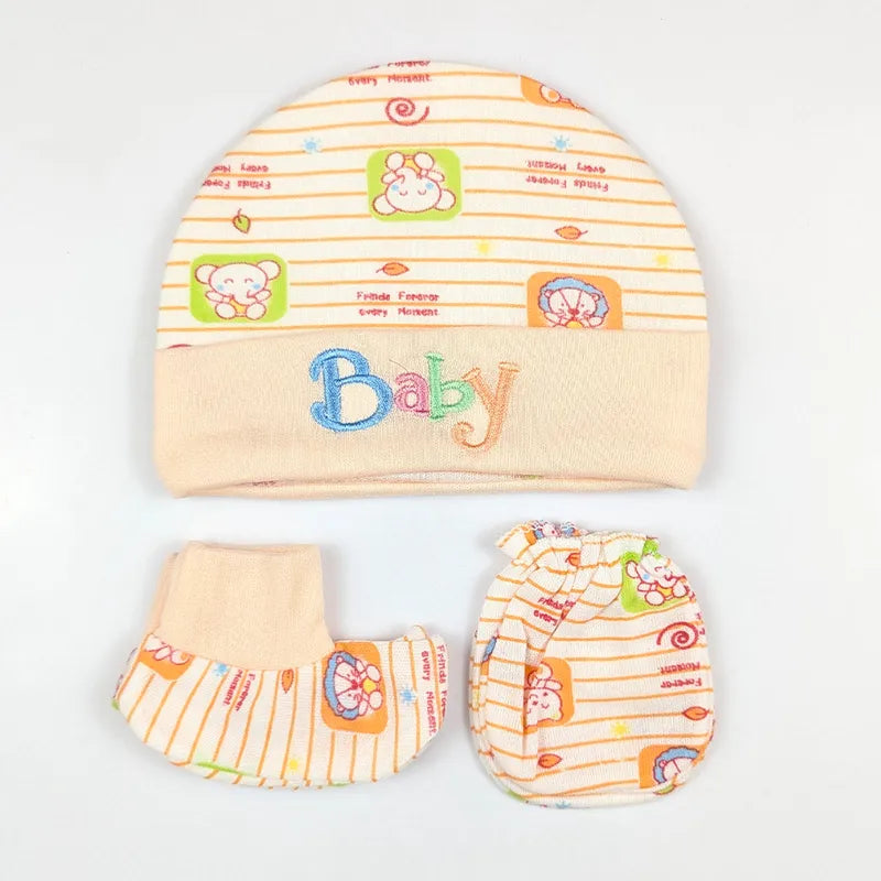BABY CAP SET PRINTED PEACH