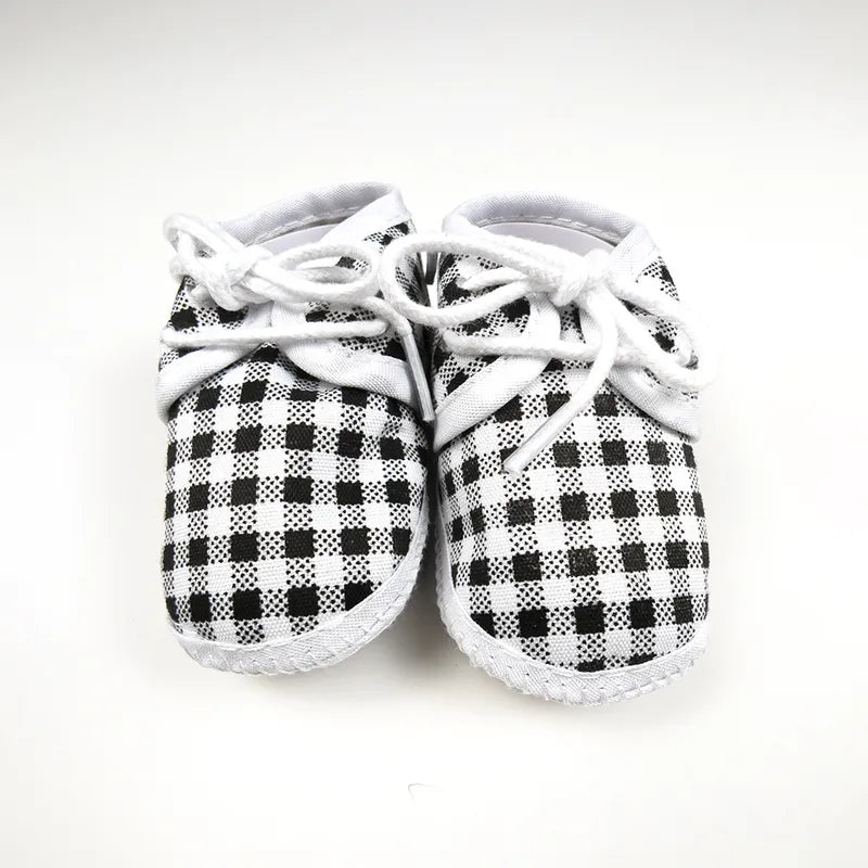 BABY CASUAL COTTON SHOES CHECK BLACK