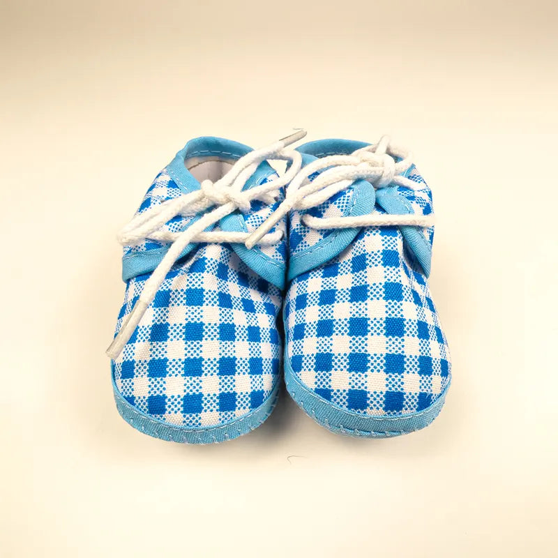 BABY CASUAL COTTON SHOES CHECK BLUE